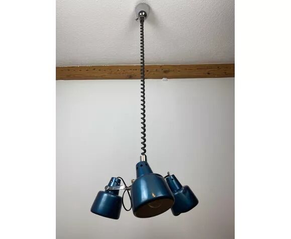 Rolly chandelier 3 blue adjustable spots, 70s