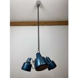 Rolly chandelier 3 blue adjustable spots, 70s