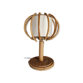 Table lamp to lay, bamboo and rattan, vintage, 60s
