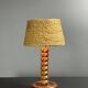 Mid-Century modern brutalist wood turned table lamp Charles Dudouyt style