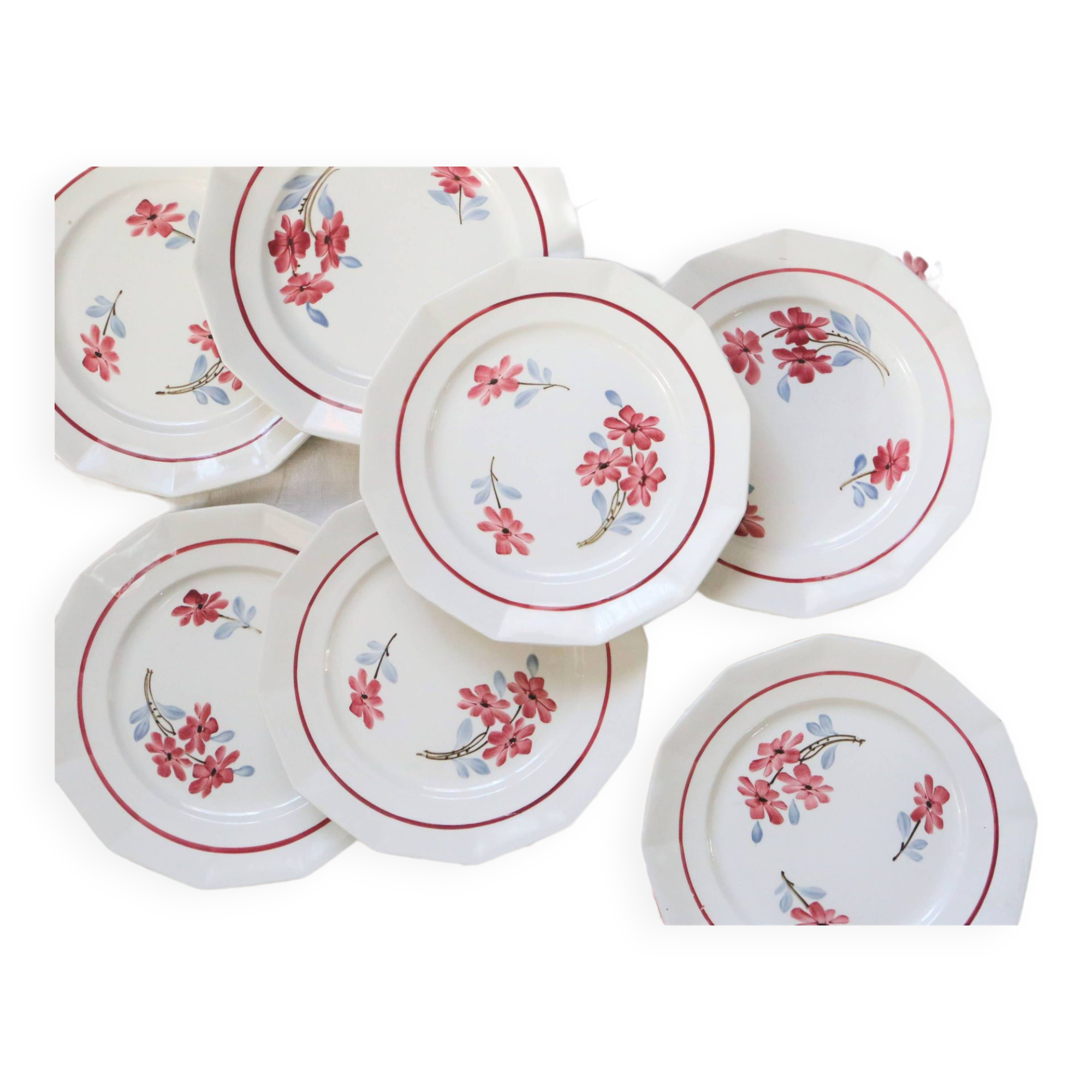 Dinner plates x6, Ceranord, Semi French Porcelain from the late 1950s