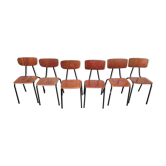 Set of 6 dutch school chairs and scandinavian metal - adult