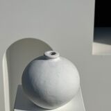Handcrafted terracotta ball vase painted white H:24 D:26