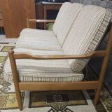 Canapé scandinave 3 places tissu bouclette 1960