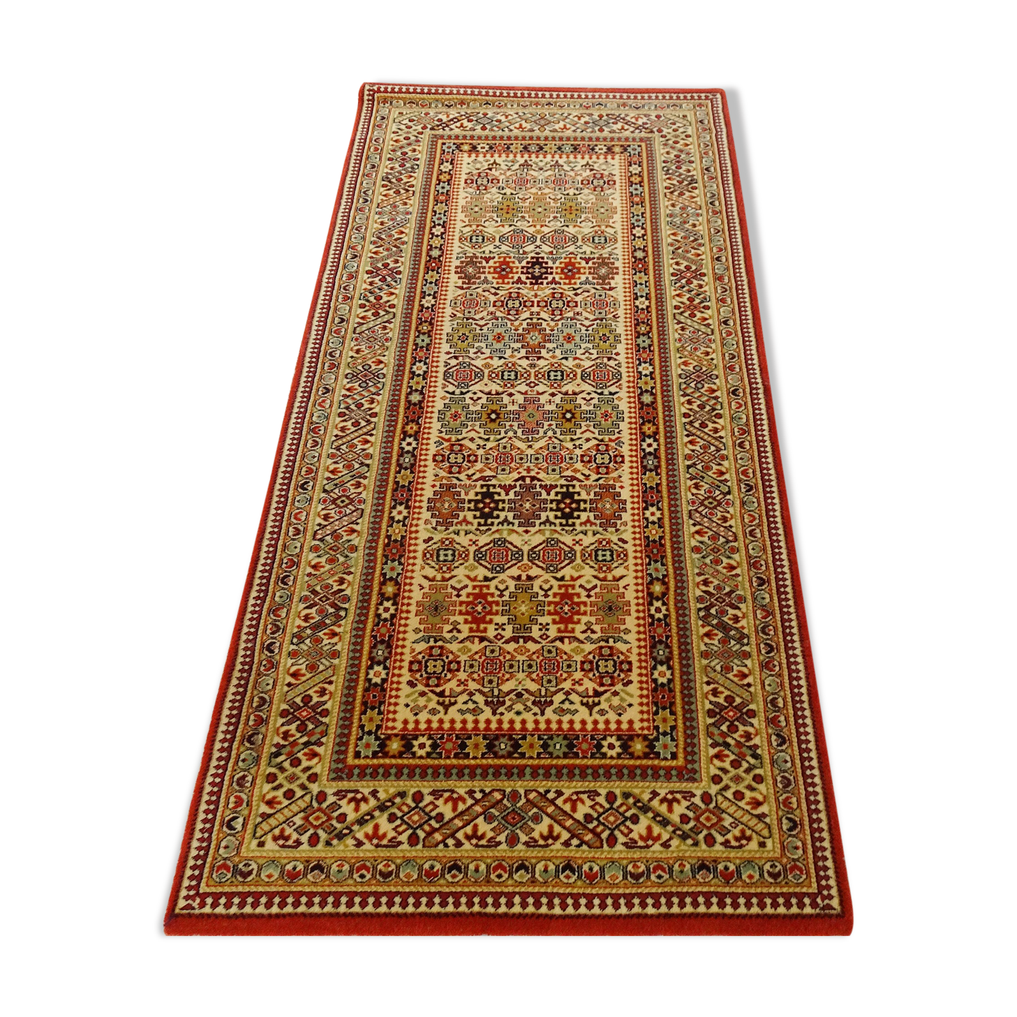 oriental vintage Keshan carpet Adoros, Persian carpet 86 x 180 cm