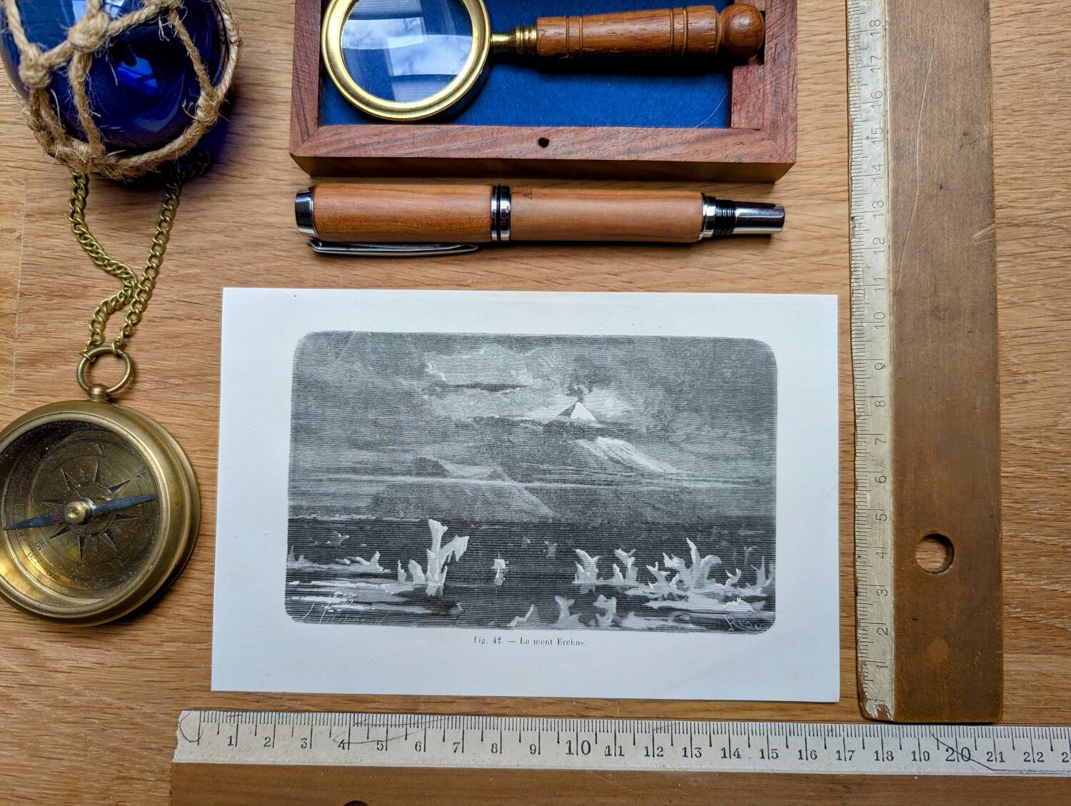 Printed in 1868, Mount Erebus, Ross Island, Antarctica.