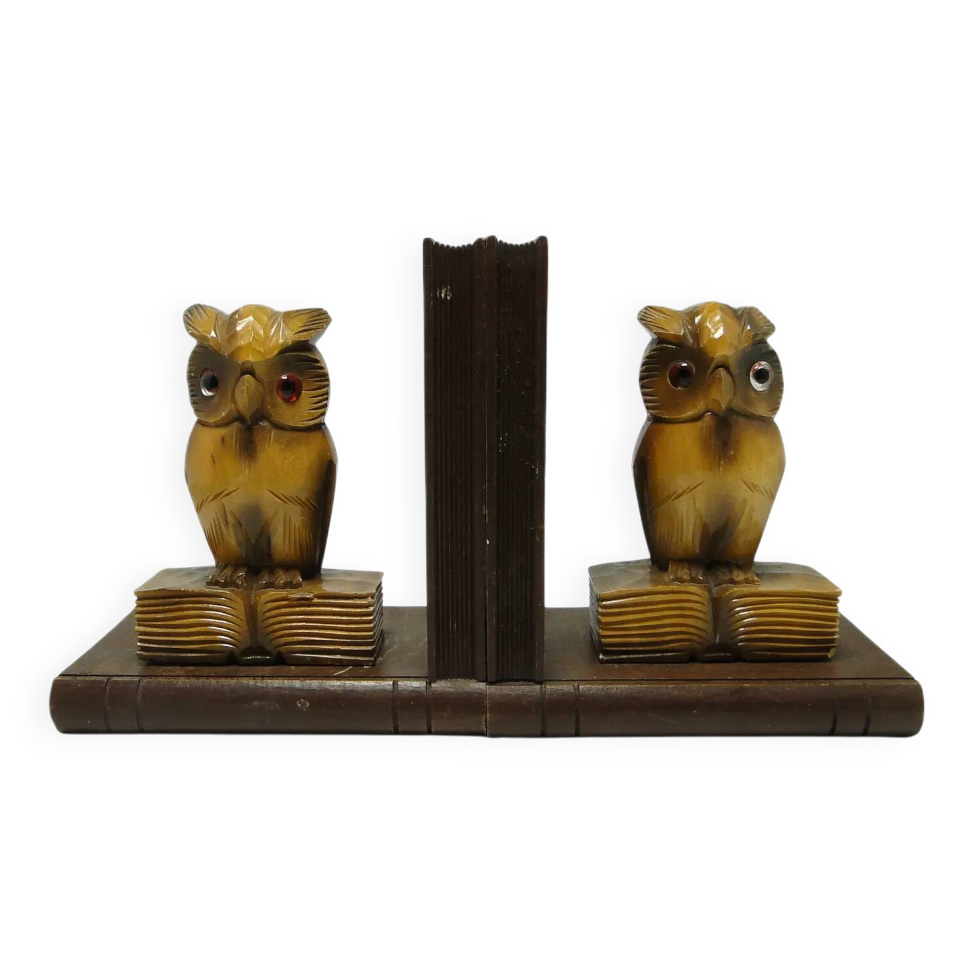 Pair of bookends, mid-century modern, beech, Czechoslovakia, 1950s