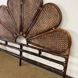 Rosette headboard in vintage rattan and canework