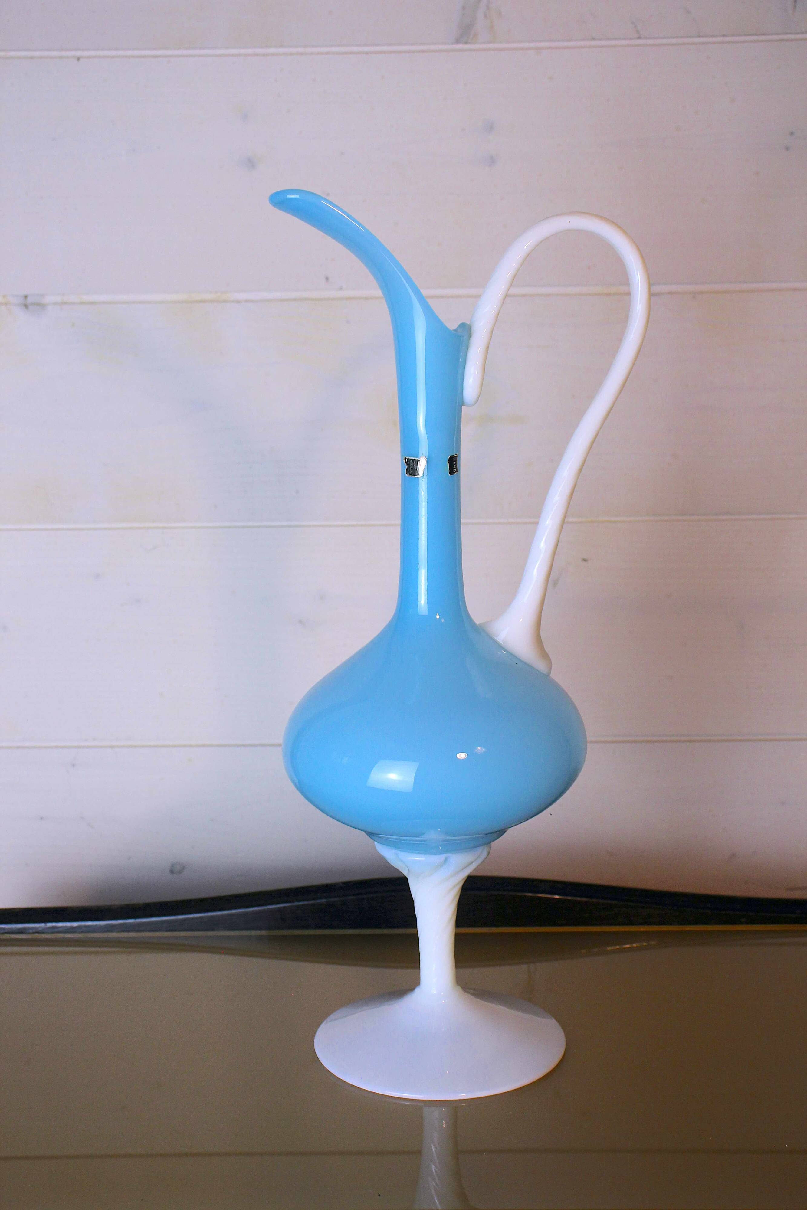 Italian glass vase, handmade, Florence region, Italy 1970s