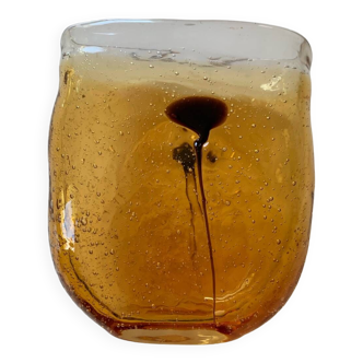 Vase en verre soufflé et bullé