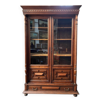 Henri II style library. Solid oak.