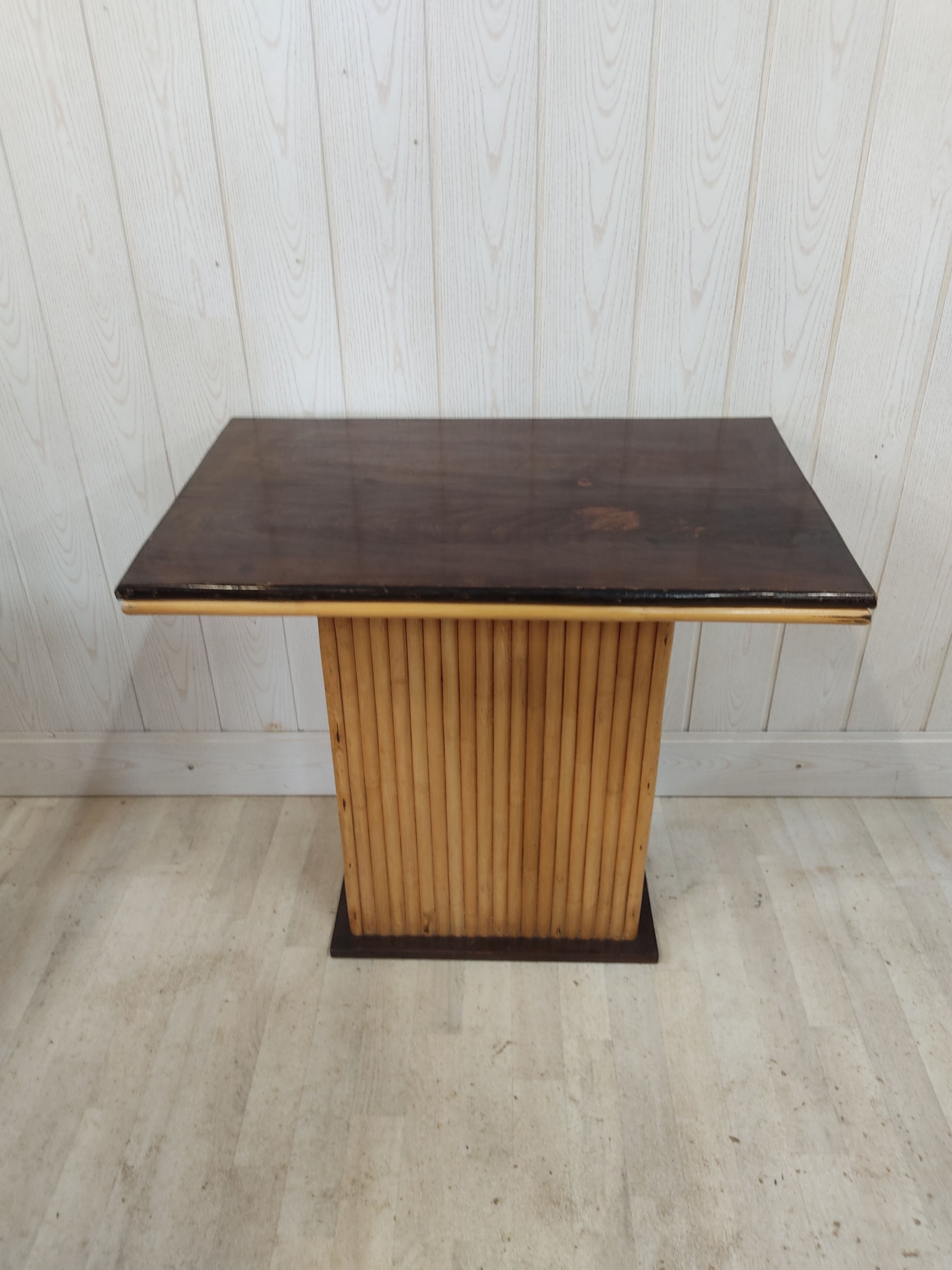 Vintage bamboo and solid wood bistro table