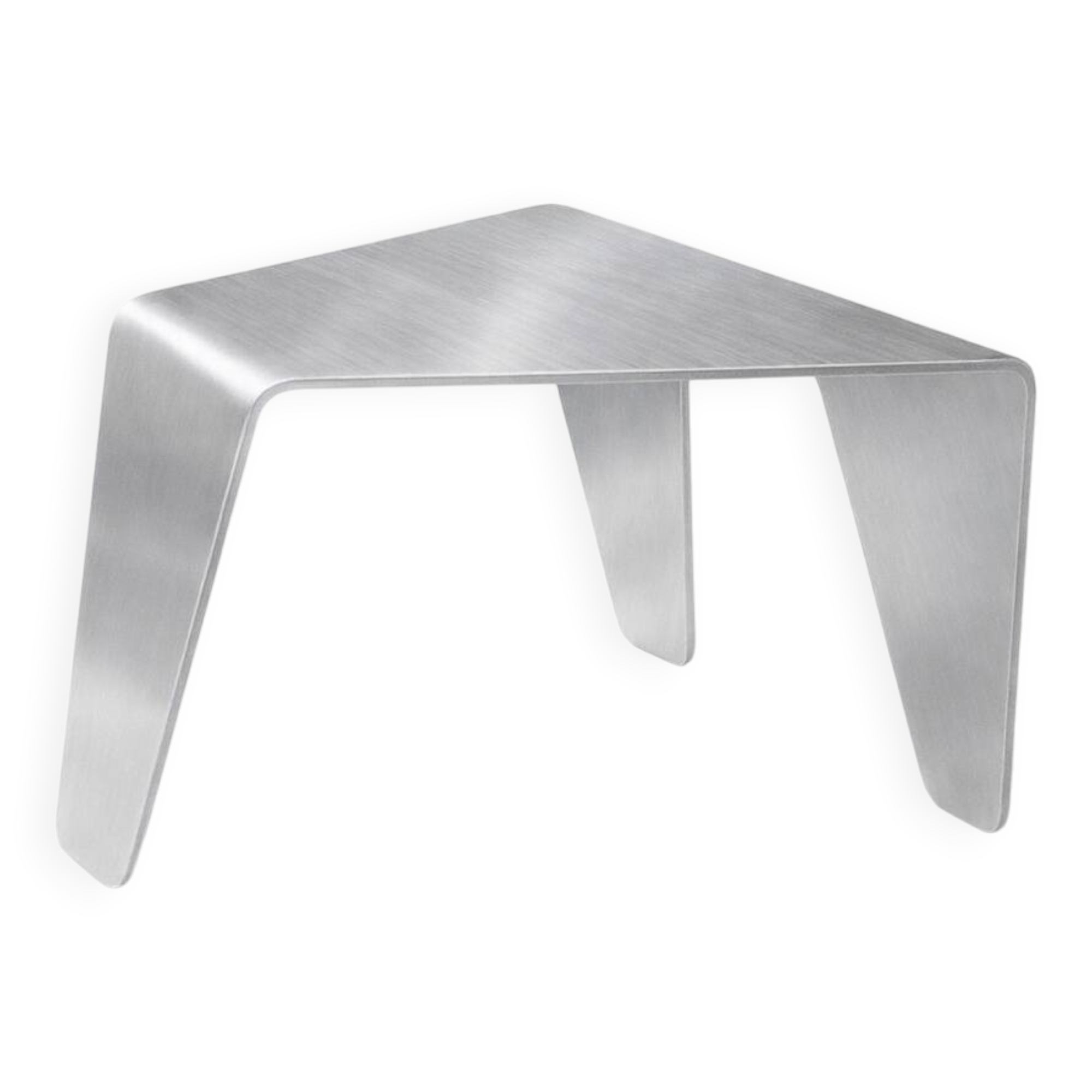 Sculptural Brushed Aluminum Side Table, Minimalist Contemporary Design