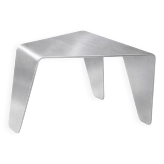 Sculptural Brushed Aluminum Side Table, Minimalist Contemporary Design