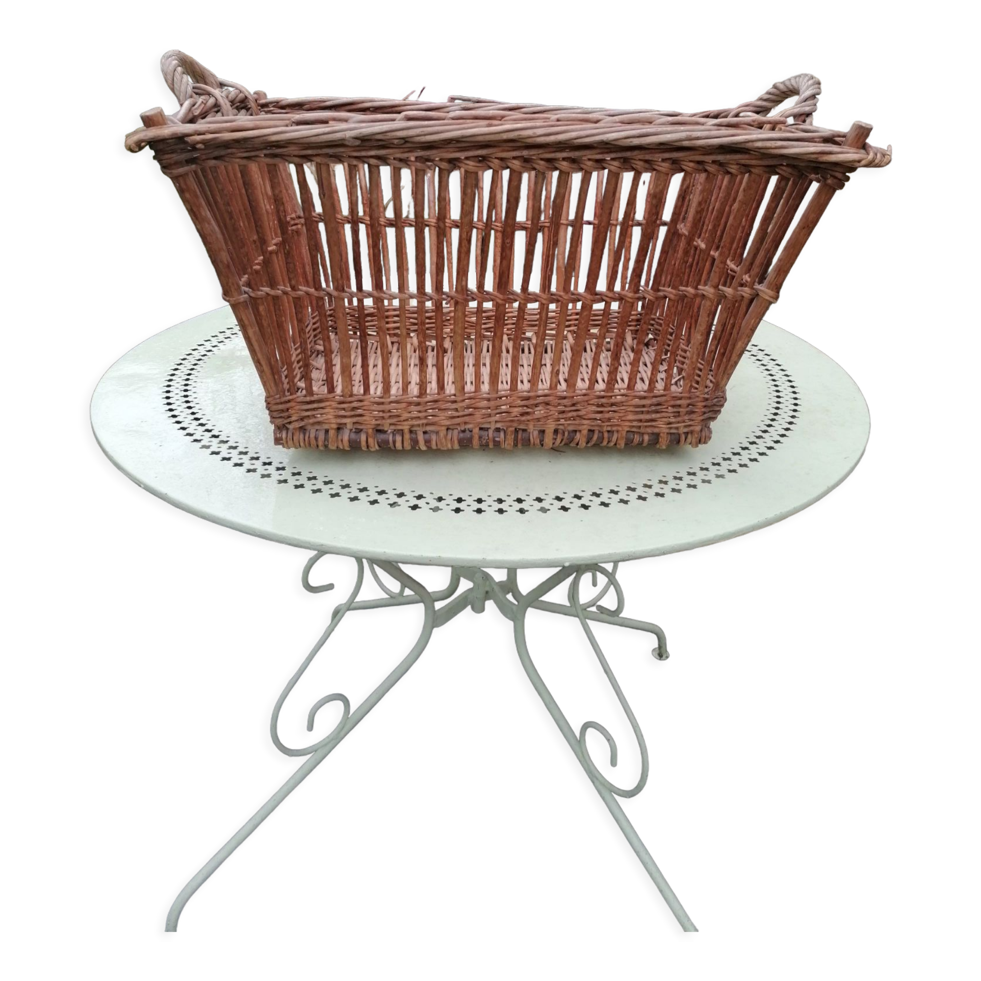 Antique wicker laundry basket