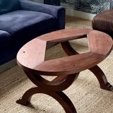 Coffee table in wood, marble and onyx.