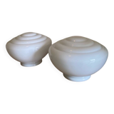 Pair of Art Deco opaline glass lampshades