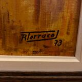 Oil on canvas still life with dahlias vase