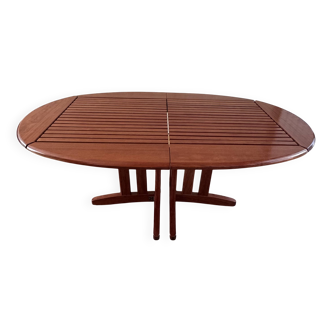 Table ovale à rallonge en bois bubinga verni triconfort avec ses 6 chaises