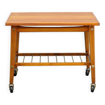 1960s Teak Side Table on Wheels, Denmark