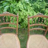 2 chairs wood and canage style Louis XVI