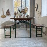 Guinguette table and its 2 benches