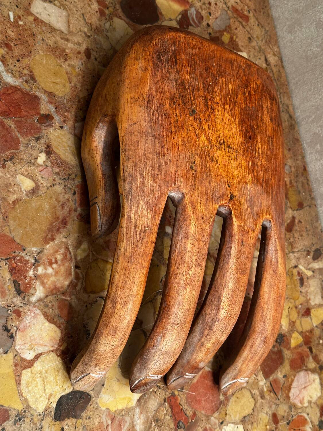 Large Carved Wooden Hand - 1950s