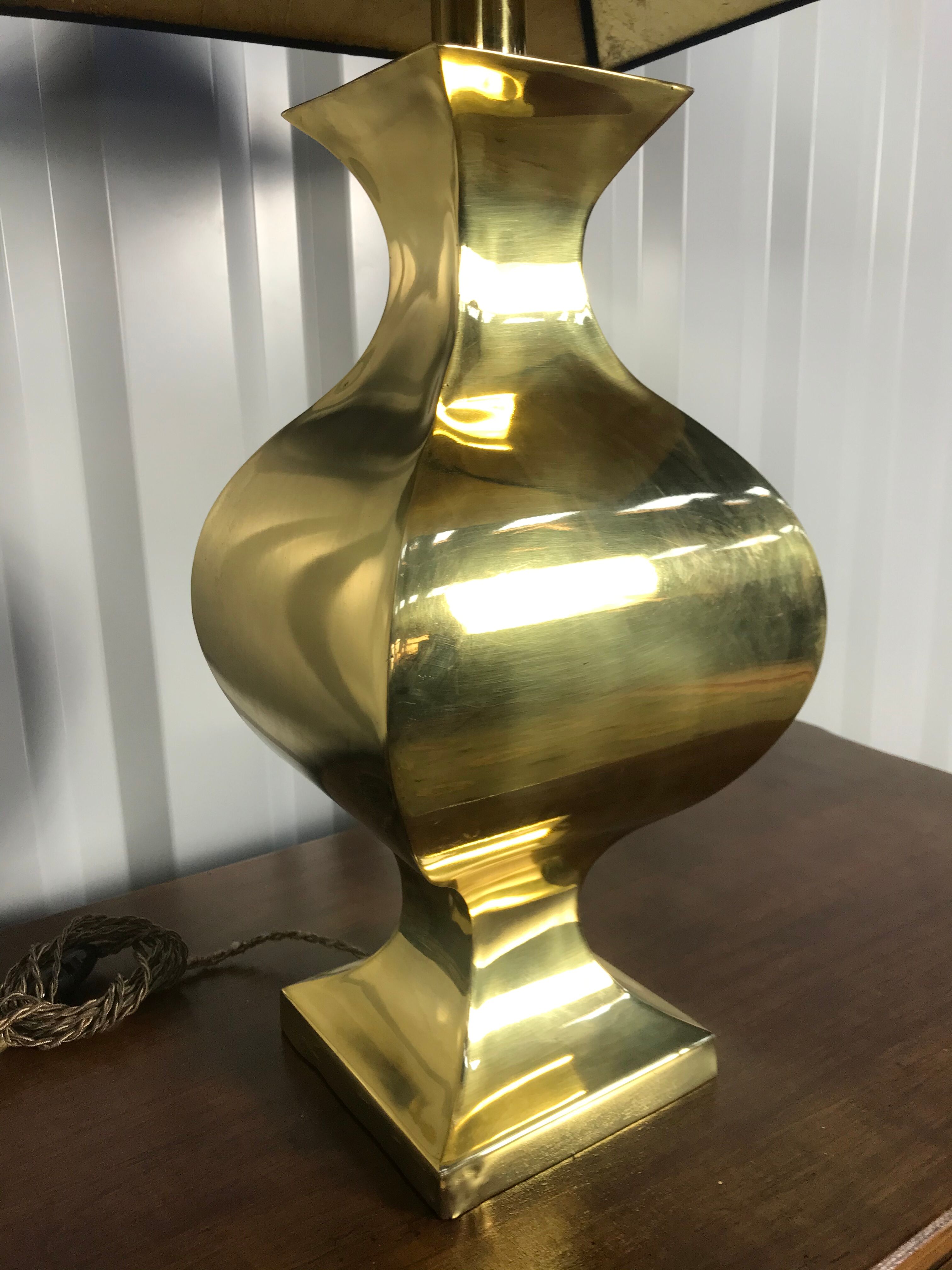 Brass lamp with bespoke pagoda lampshade