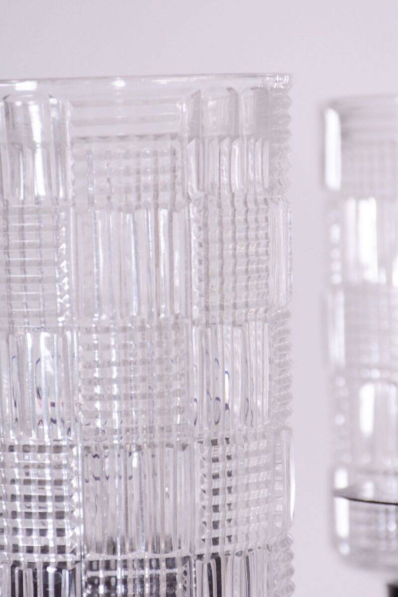 Mid-Century Chandelier in Chromed Steel and Glass by Drukov, Czech, 1970s