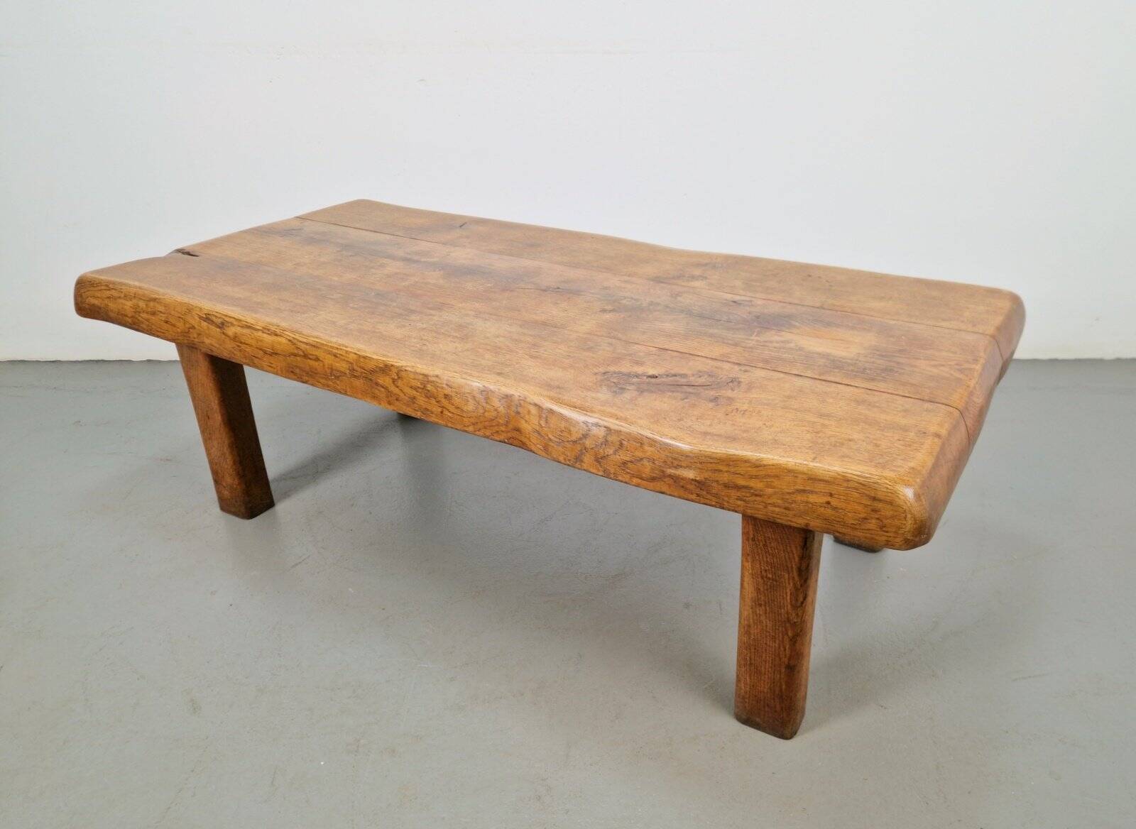 Mid-Century Brutalist Coffee Table in Oak, Spain, 1960s