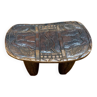 Tabouret Monoxyle Quadripode Décor Animalier
