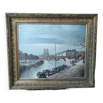 Old Oil Painting Notre Dame/Paris/Guérin Gabriel/19th Century