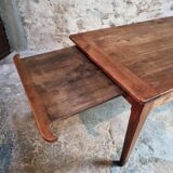 Antique French Farmhouse Table | 19th Century Cherry Wood Table with Drawer and Extension | 1880–1900 Rustic Kitchen