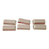 Set of 6 vintage knife holders in white and pink ceramic