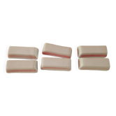 Set of 6 vintage knife holders in white and pink ceramic