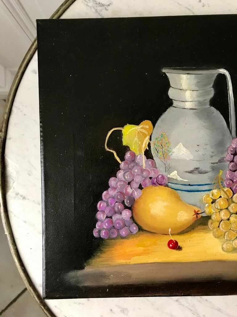 Painting oil on canvas colorful still life vintage