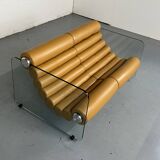 Canapé Hyaline en cuir et verre par Fabio Lenci pour Comfortline Italie 1960