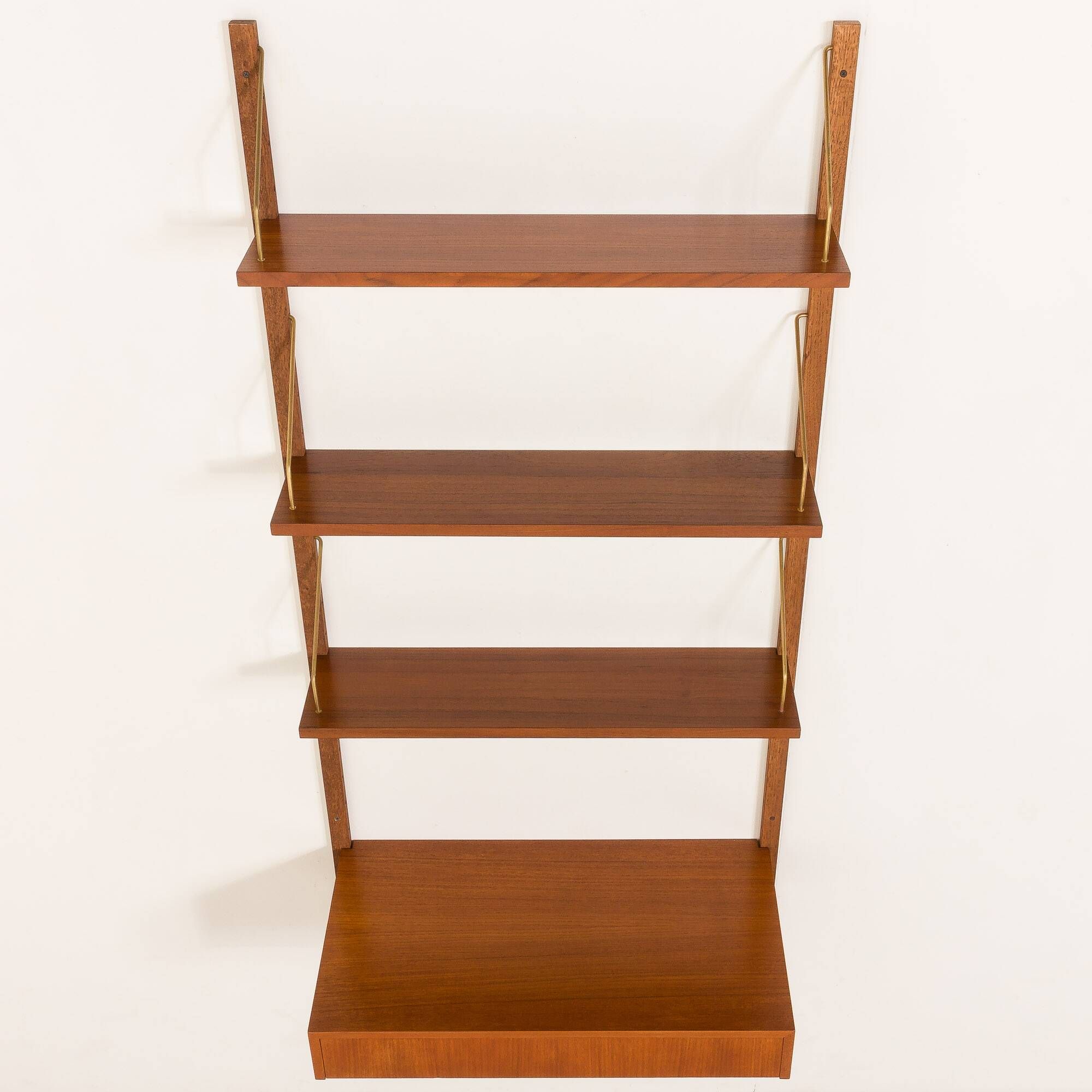 Danish mid-century teak shelving unit with a desk, 1970s