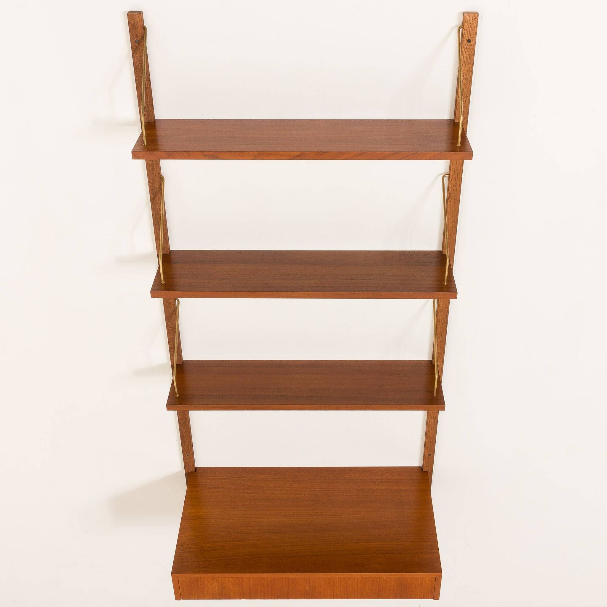 Danish mid-century teak shelving unit with a desk, 1970s