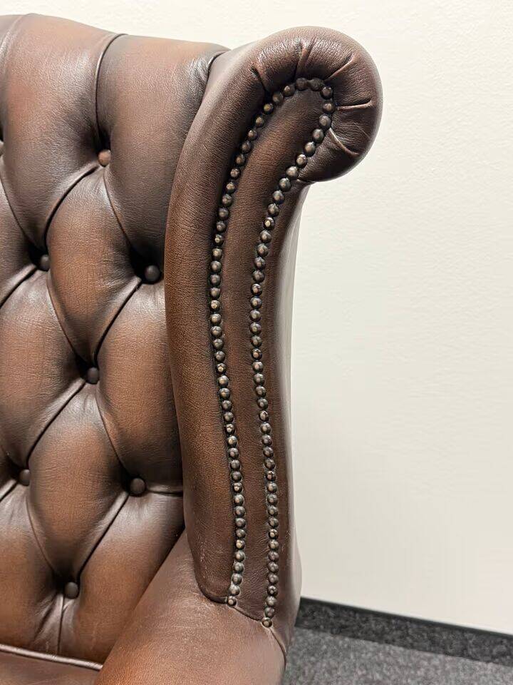 Brown Leather Chesterfield Wing Chair