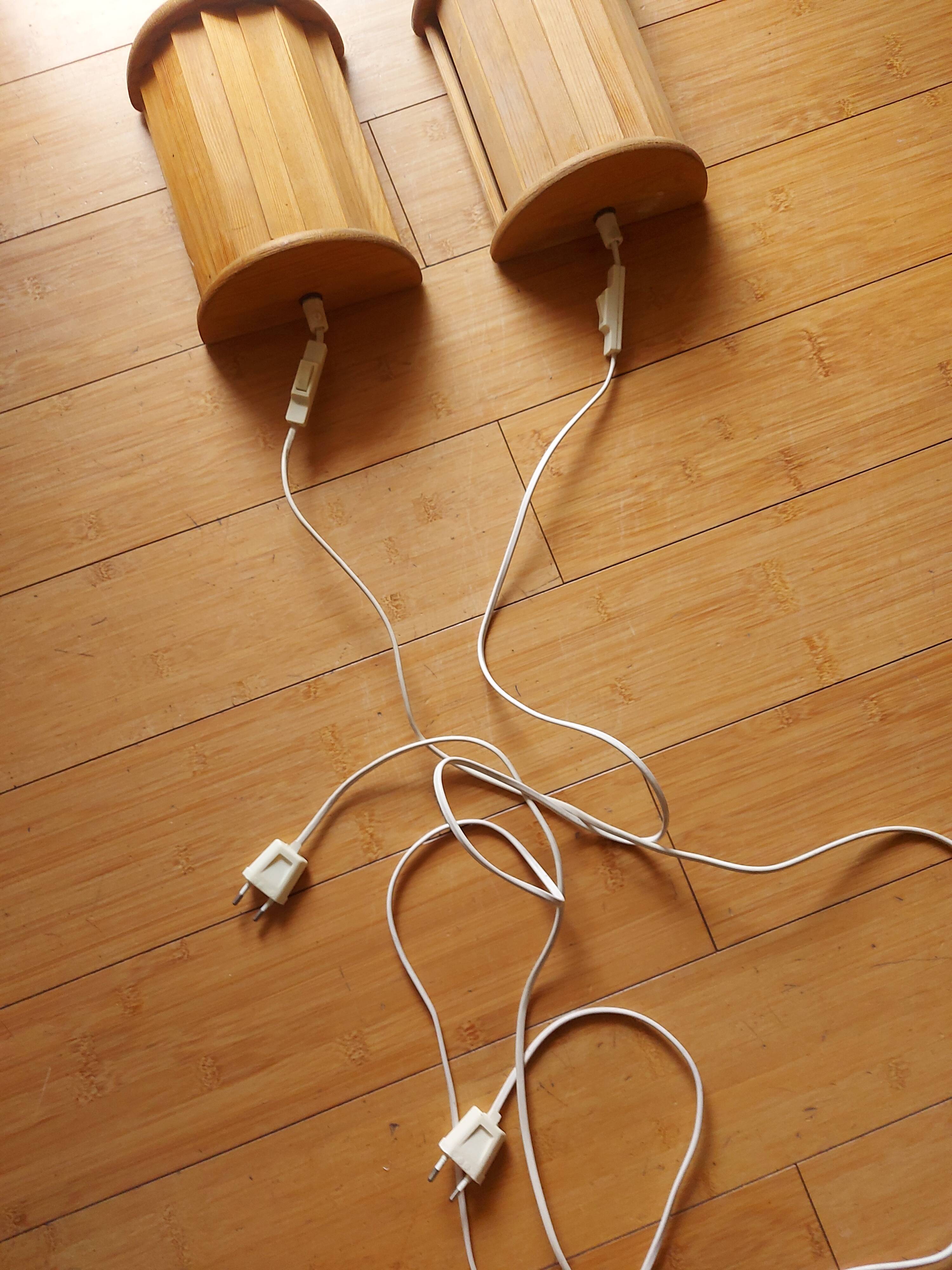 2 vintage 80'S Ikea wooden wall lights