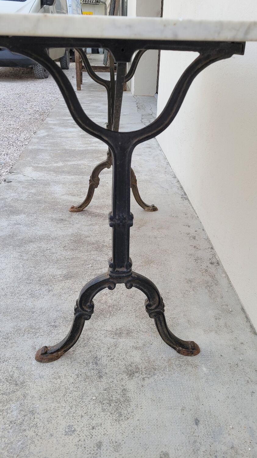 Restaurant bistro table in marble and cast iron signed godin