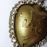Ancient ex-voto of a flaming heart of Mary, adorned with rhinestones, 19th-20th century.