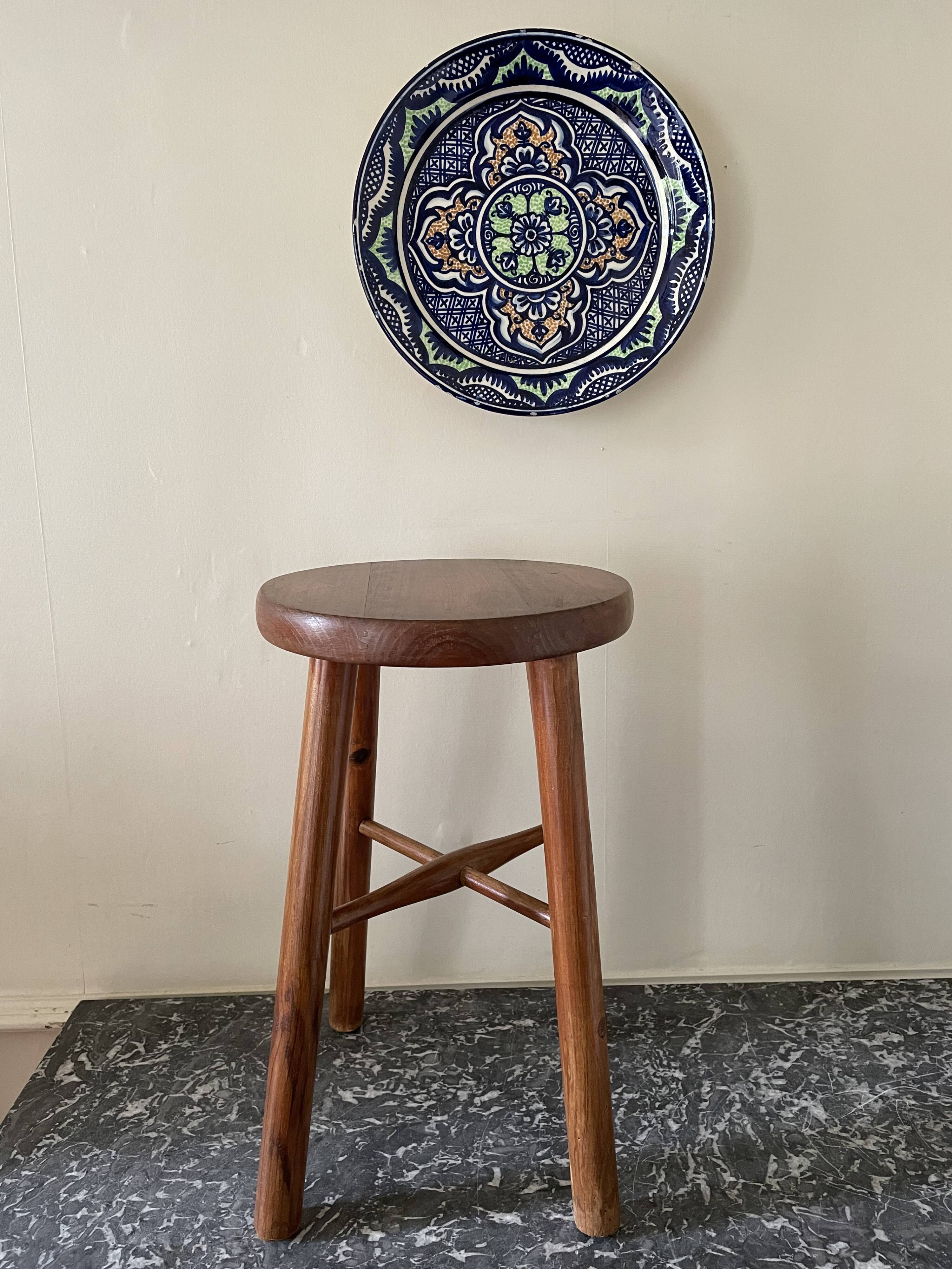 Varnished wooden stool