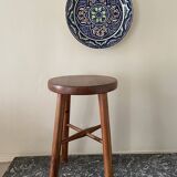 Varnished wooden stool