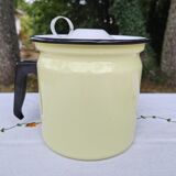 Yellow enamelled milk kettle