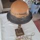 Mushroom lamp in glass paste and bronze Art Nouveau