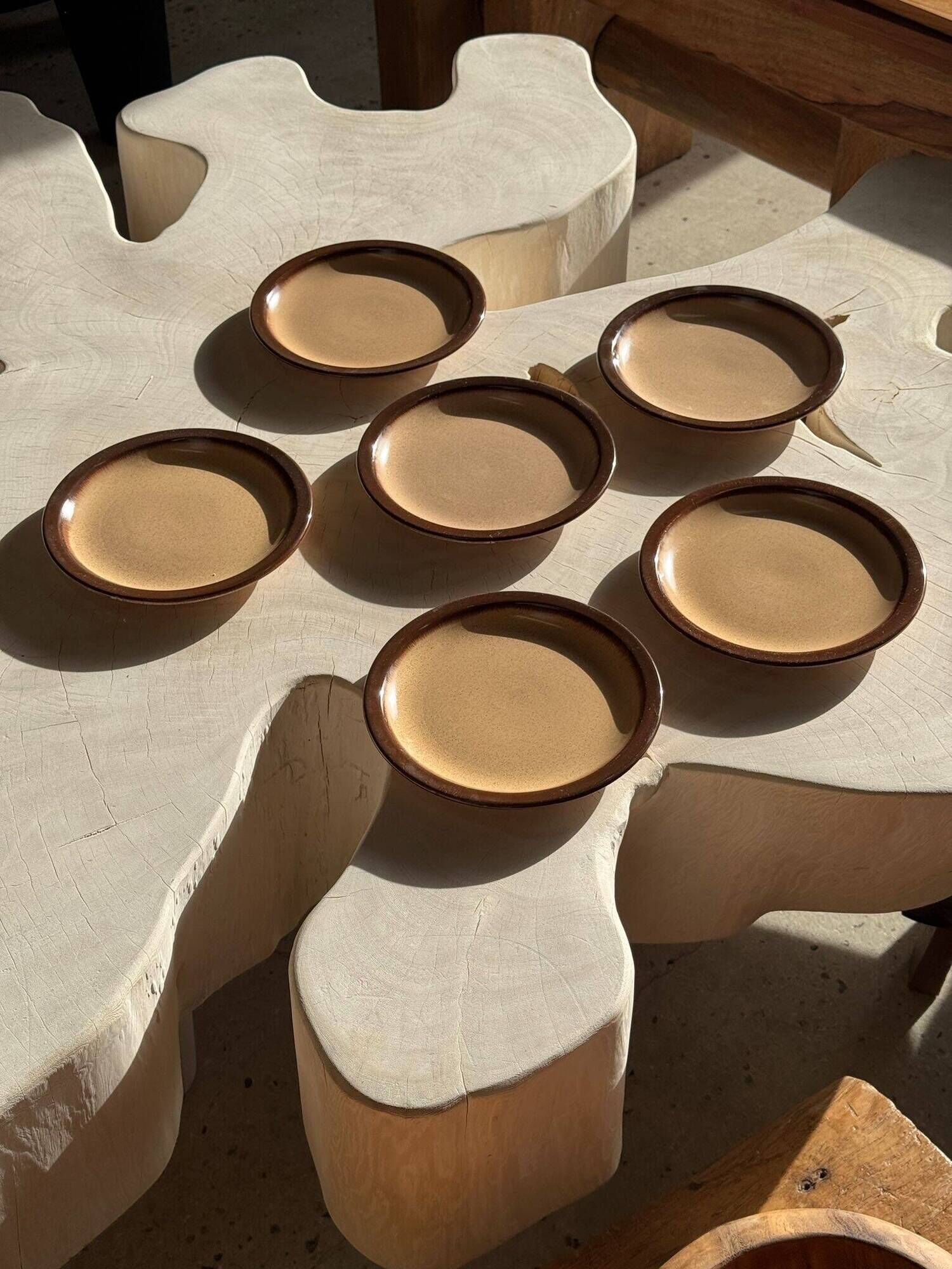 Set of 6 small stoneware dessert plates, Oxford brand, made in Brazil
