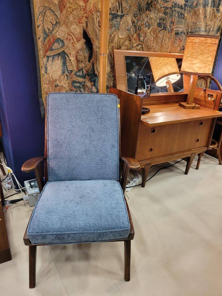 Scandinavian armchair in wood and fabric from the 50s