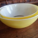 Duralex vintage lemon yellow - 2x glass salad bowls - 23cm & 27cm - france